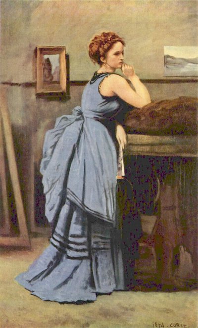 Frau in Blau von Jean Baptiste Camille Corot